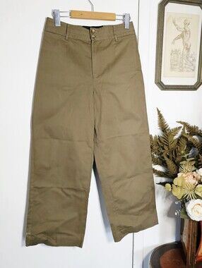Olive Wide Leg Cropped High Rise Utility Trousers Hudson North Olive Wide